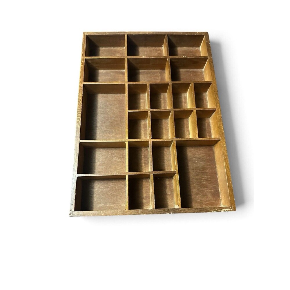 Vintage Wooden Cubby Wall Shelf Curio Shadow Box Divided Display Cottage Country